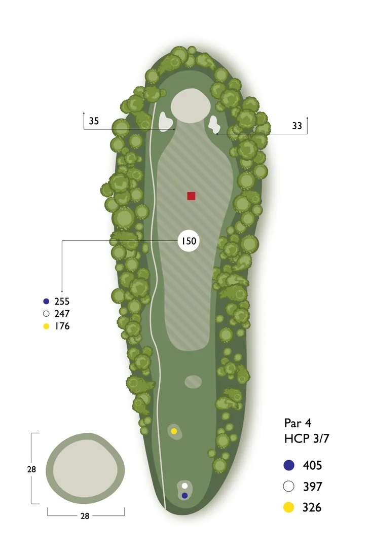 Overhead guide for hole 1, Ben Franey