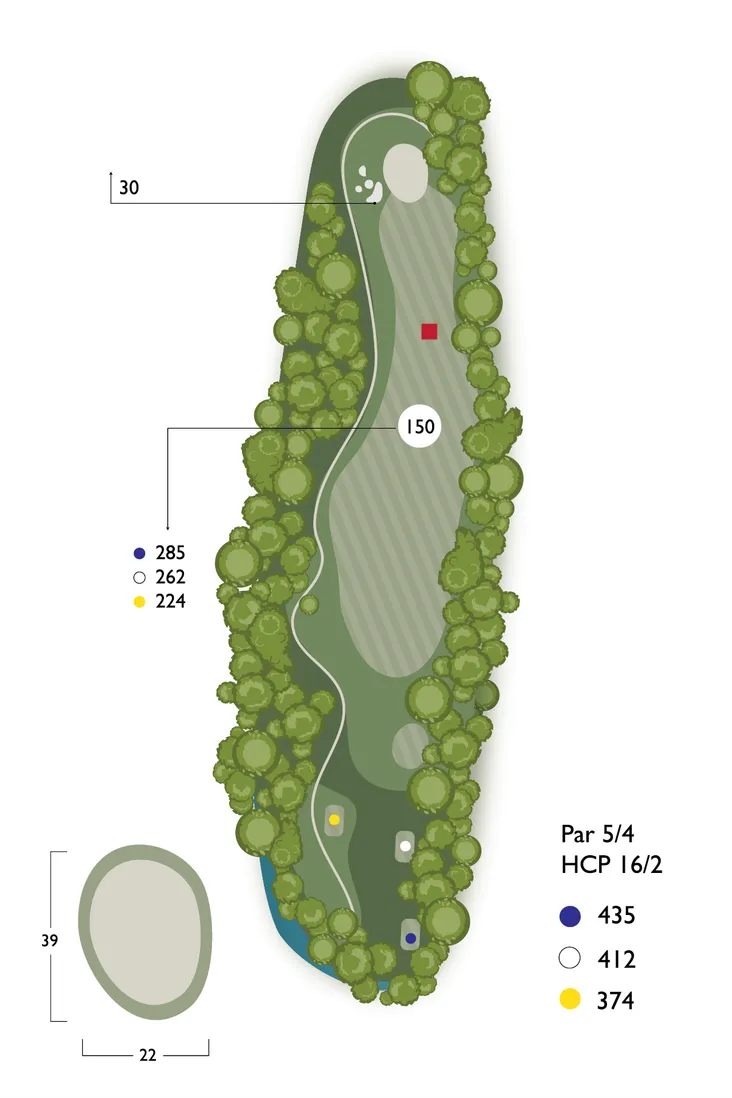Overhead guide for hole 13, Laird