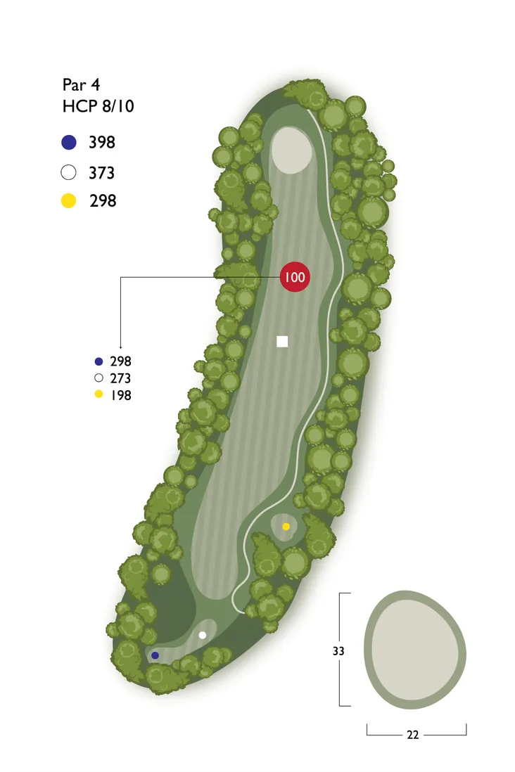 Overhead guide for hole 14, Haugh
